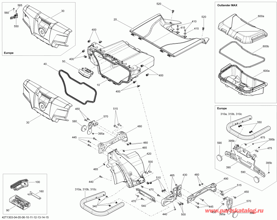  BRP Outlander 1000EFI, DPS, XT & XT-P, 2013 - Rear Cargo Box
