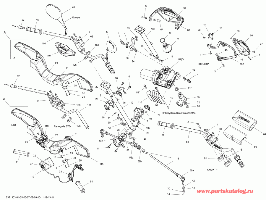  BRP  Outlander MAX 1000EFI, DPS, XT & XT-P, 2013 - Steering