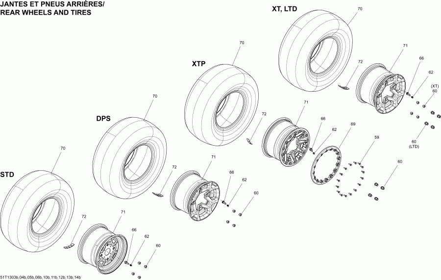   Outlander MAX 1000EFI, DPS, XT & XT-P, 2013  - Wheels And Tires Rear