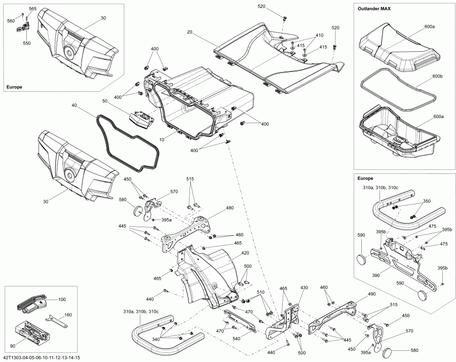   Outlander MAX 1000EFI, DPS, XT & XT-P, 2013 - Rear Cargo Box