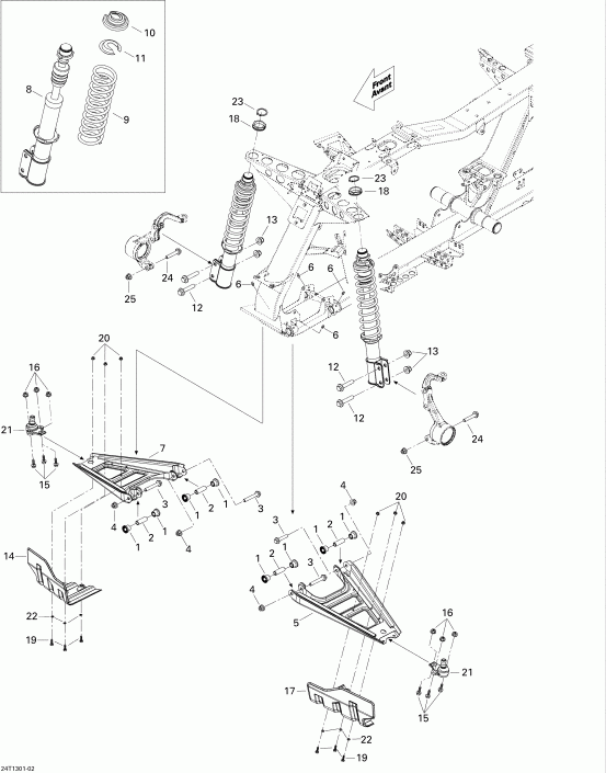   Outlander Max STD, XT, 400 EFI, 2013  - Front Suspension