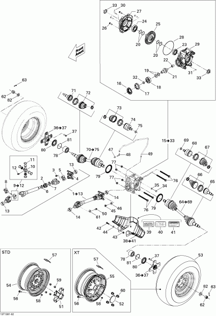  Bombardier Outlander Max STD, XT, 400 EFI, 2013 - Drive System, Rear