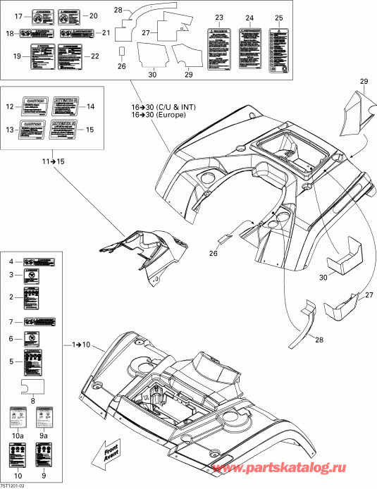 ATV Bombardier - Fender  Central Panel Kit