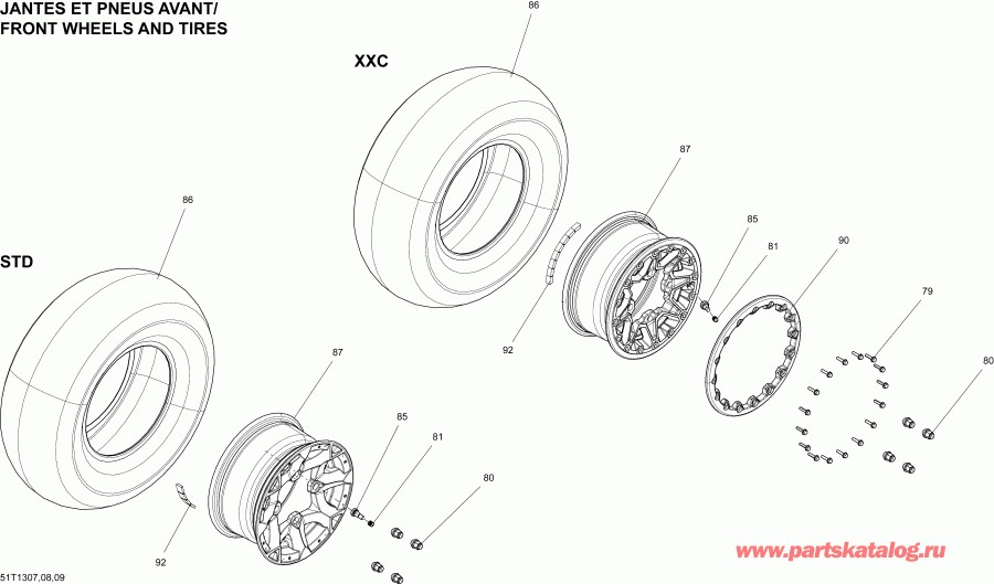 Квадроцикл BRP модификация Renegade STD, XXC, 1000 EFI, 2013 - Wheels и Tires Front Квадроцикл  Renegade STD, XXC, 1000 EFI, 2013 раздел - Wheels и Tires Front