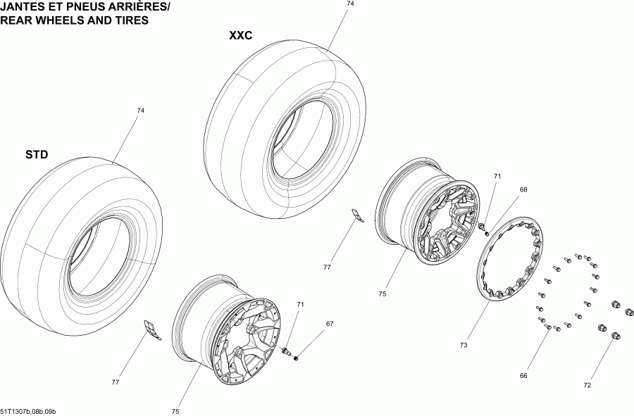 ������������ BRP Renegade STD, XXC, 1000 EFI, 2013 ������ - Wheels � Tires Rear