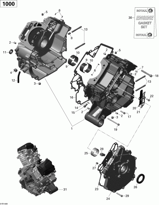 Bombardier  Outlander 1000EFI, DPS, XT & XT-P, 2014 - Crankcase