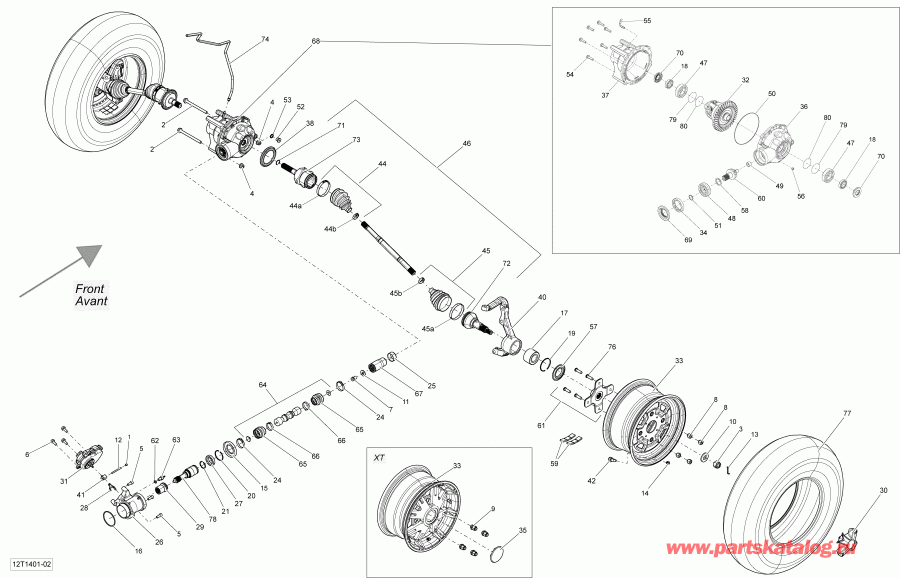  BRP Outlander 400 EFI, STD, XT, 2014 - Drive System, Front
