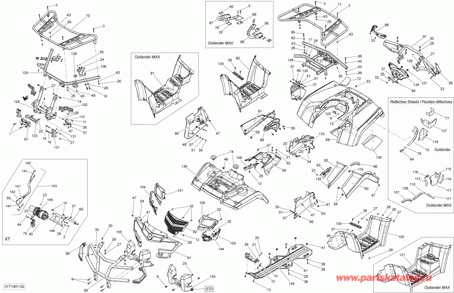   Outlander 400 EFI, STD, XT, 2014  - Body And Accessories