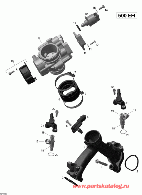 ATV Bombardier Outlander 500EFI STD, DPS & XT, 2014 - Air Intake Manifold And Throttle Body