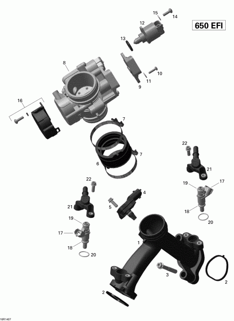    Outlander 650EFI STD, DPS & XT, 2014 - Air Intake Manifold And Throttle Body