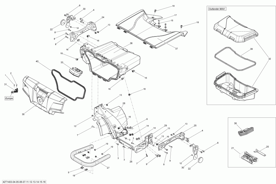   Outlander 650EFI XMR, 2014  - Rear Cargo Box