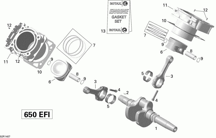 ���������� BRP Outlander MAX 650EFI STD, DPS, X, XT-P 2014 ������ - Crankshaft, Piston And Cylinder