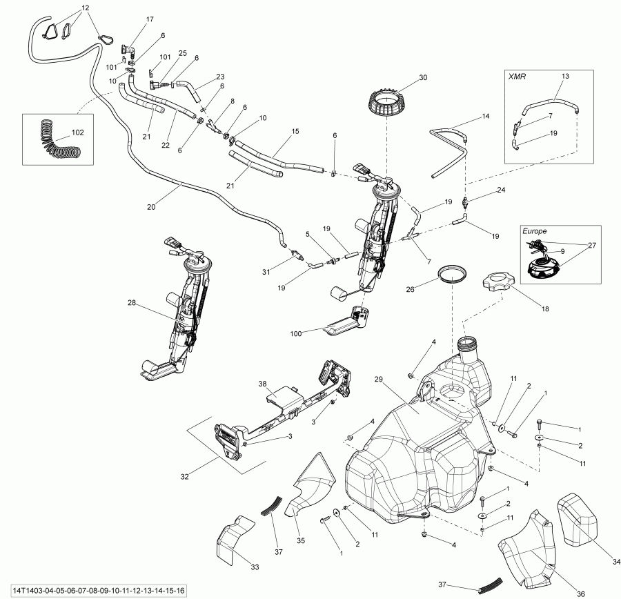  Bombardier Renegade 1000 EFI STD, XXC, 2014 - Fuel System