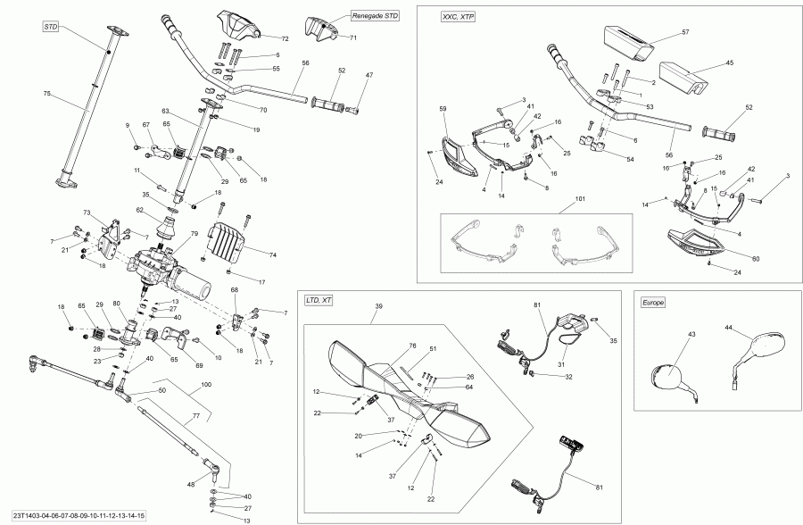 ���������� Bombardier Renegade 1000 EFI STD, XXC, 2014 ������ - Steering