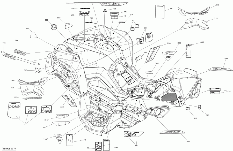 Мотовездеход  Renegade 1000 EFI STD, XXC, 2014 - Decals BRP - Наклейки
