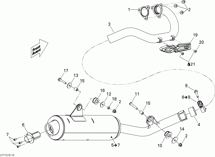 ATV BRP DS 450EFI STD, 2015 - Exhaust System