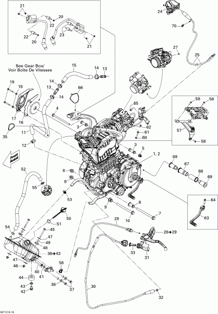 ATV  DS 450EFI Xxc, Xmx, 2015 - Engine And Engine Support