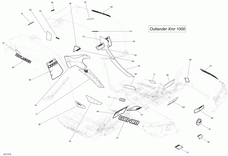  Outlander 1000 EFI Xmr, 2015 - 32t1519