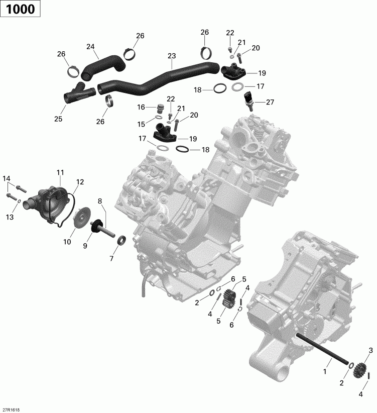  BRP Outlander 6X6 - 1000 EFI, 2016 - Engine Cooling 1000 Efi