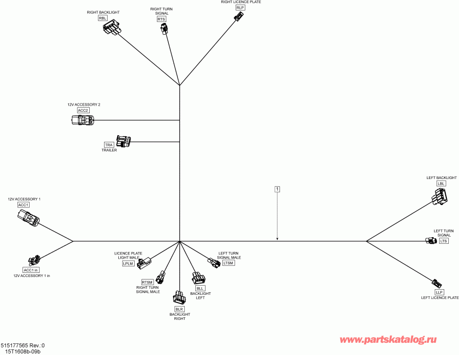 Outlander 6X6 - 650 EFI, 2016 ������ - rear Harness