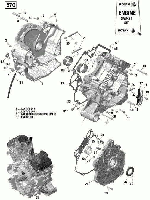 ������������ BRP Outlander - Outlander MAX, 2016 ������ - Crankcase 570 Efi