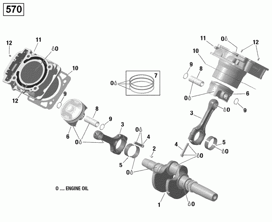  - Crankshaft And Pistons 570 Efi