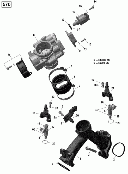  BRP Renegade, 2016  - Air Intake Manifold And Throttle Body 570 Efi