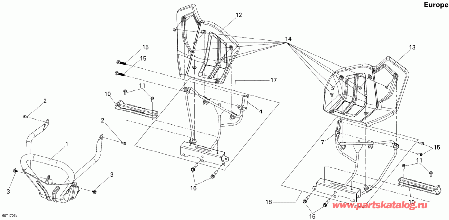 DS 250, 2017 - Front Bumper And Footrests North America, International