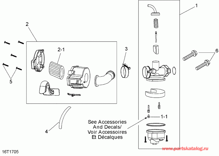 ���������� BRP DS 90, 2017 - Carburetor And Air Cleaner