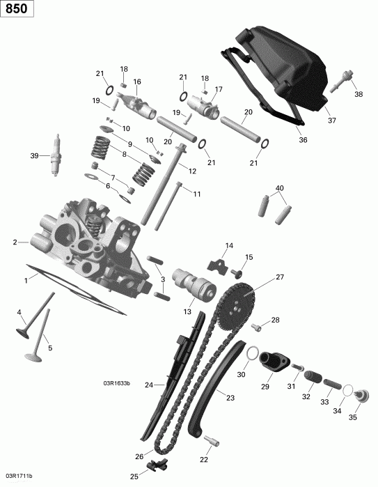 ����������  ����������� Outlander - Outlander MAX 570 PRO-650-850-1000, 2017 - Cylinder Head, Rear 850 Efi