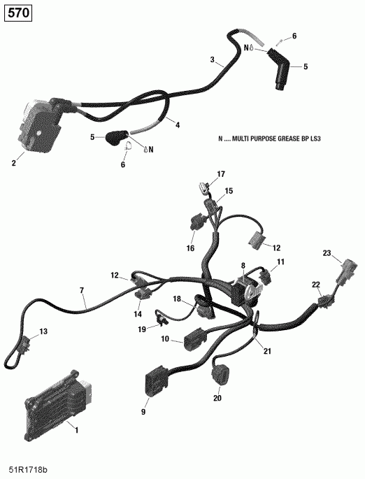 ATV BRP  Outlander 570 EFI T3 including old EU Regulation - Built before Nov 2017, MY 2018 - Engine Harness And Electronic Module 570 Efi (package Pro)