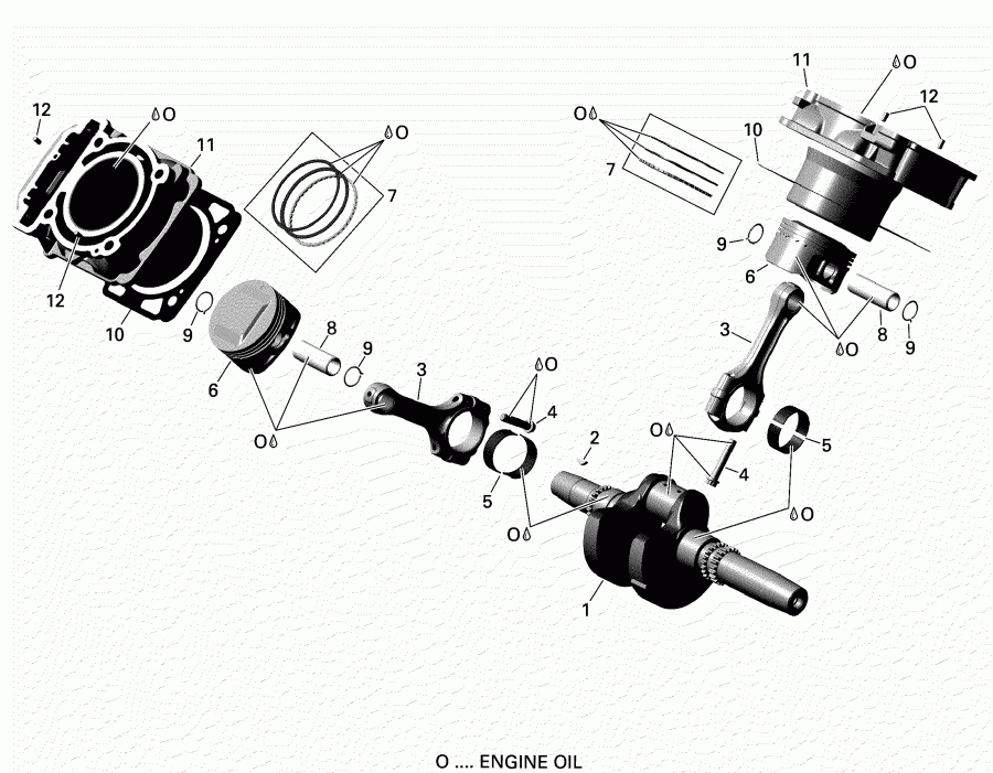  BRP  Renegade T3 650 EFI, 2018 - Crankshaft, Piston And Cylinder