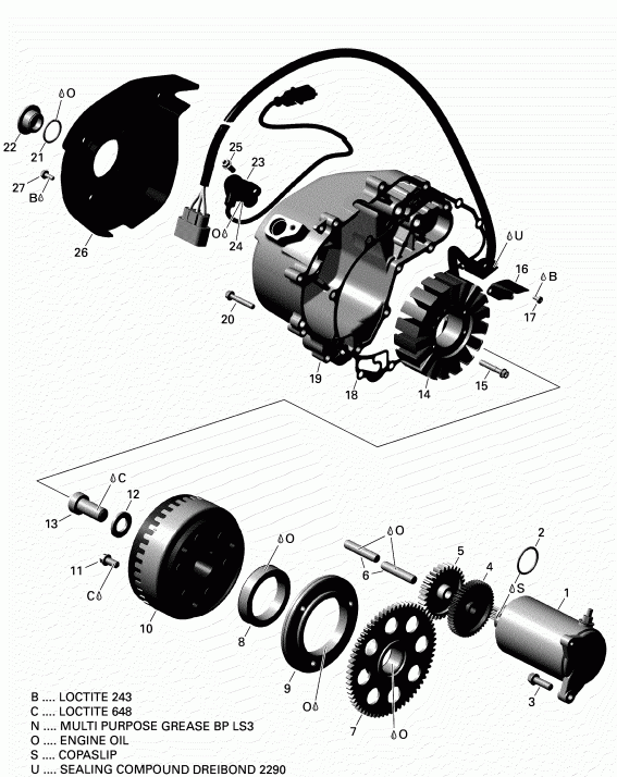  Bombardier Outlander T3 650 EFI, 2018  - Magneto And Electric Starter