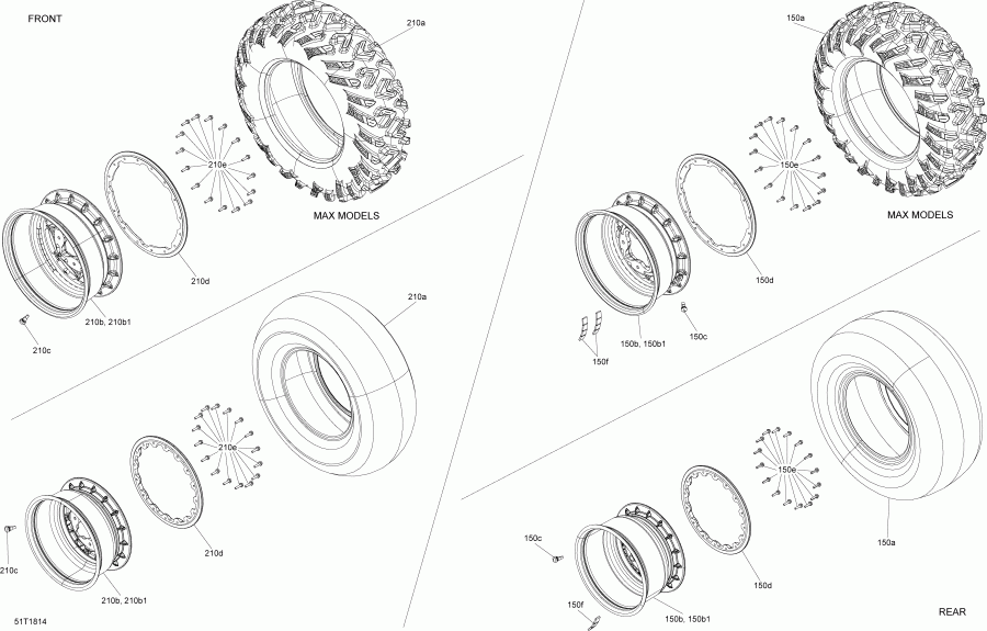 ����������  Outlander 1000R EFI, MY2018 - Wheels And Tires G2 Outlander Xtp