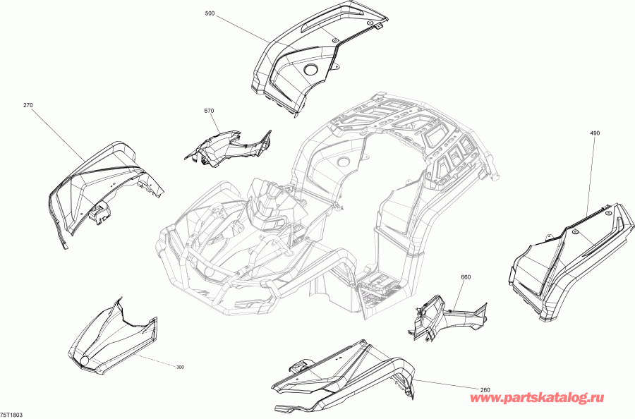 ������������ BRP ������ Outlander 1000R EFI, MY2018 - Fender And Central Panel Kit G2 Outlander Sunburst Yellow