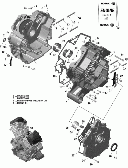 BRP Outlander T3 1000 EFI, 2018  - Crankcase New T3