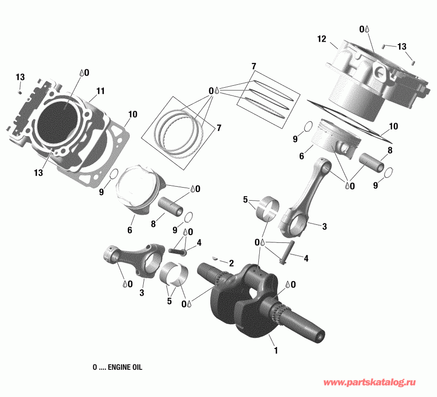   Outlander T3 1000 EFI, 2018  - Crankshaft, Piston And Cylinder New T3