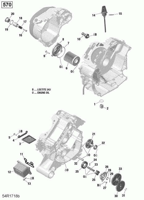 ATV  Outlander MAX 570 EFI T3 including old EU Regulation - Build before Nov 2017, MY2018 - Engine Lubrication 570 Efi (package Pro)