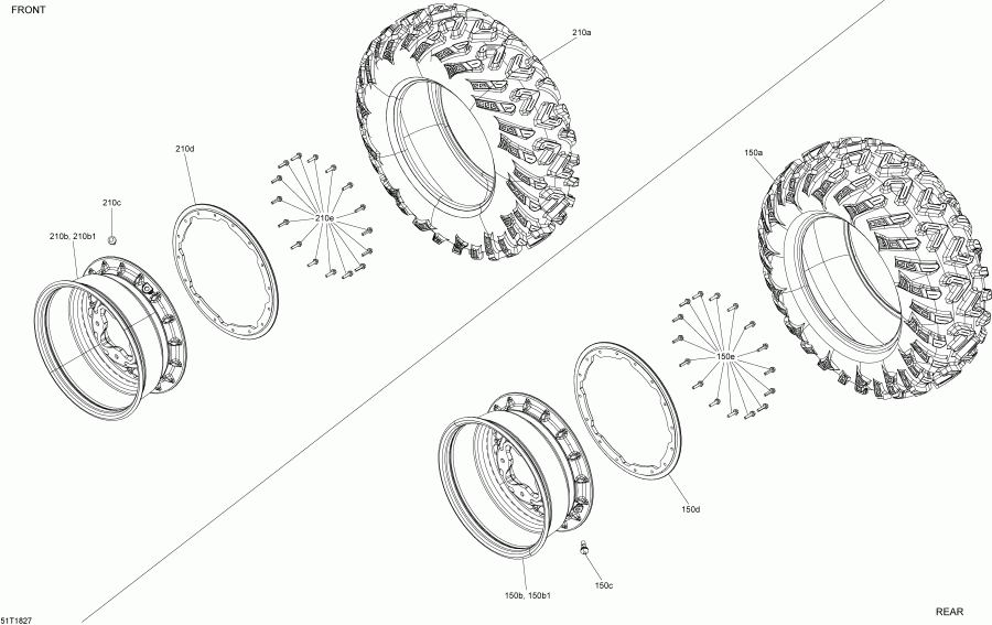  Bombardier  Outlander T3 MAX 570 EFI, 2018 - Wheels  Tires Dps