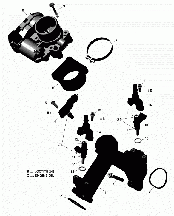 ATV Bombardier Outlander T3 MAX 570 EFI PRO, 2018 (3SJC)  - Air Intake Manifold And Throttle Body