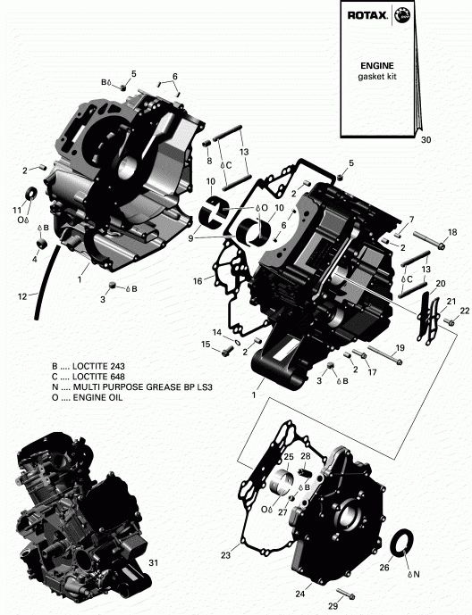 Outlander T3 MAX 650 EFI, 2018  - Crankcase