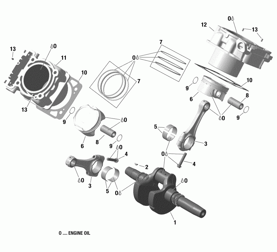  BRP Outlander T3 MAX 1000 EFI, 2018 - Crankshaft, Piston And Cylinder New T3