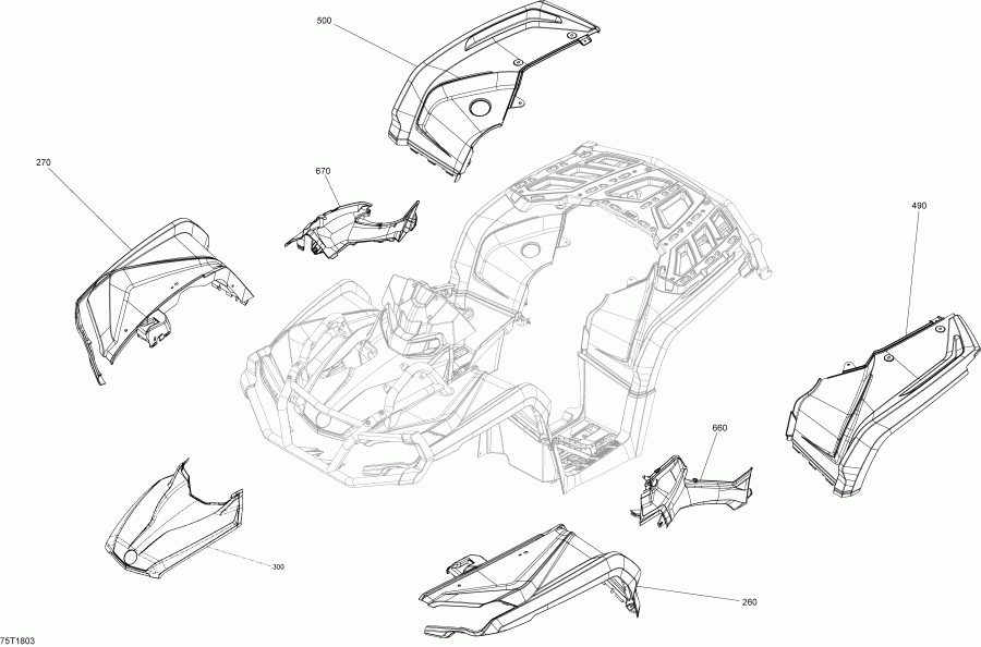 ATV BRP Outlander 1000R EFI - XMR - 2018 ������ - Fender � Central Panel Kit G2 Outlander Can-am �������