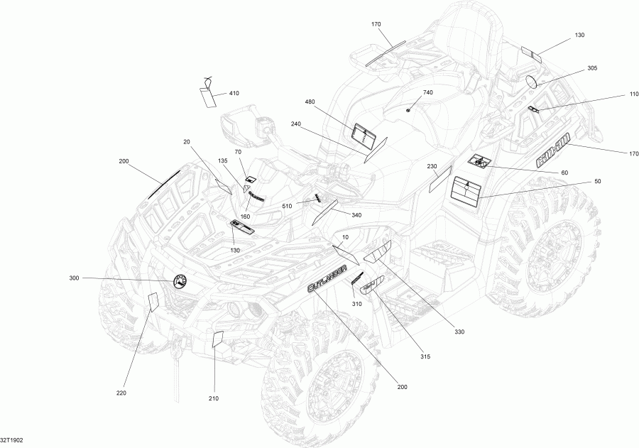 ���������� BRP ����������� 001 - Outlander 450 EFI - International - European Communities, 2019 - Decals Pro