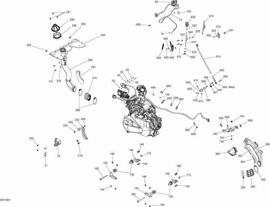 001 - Outlander 450 EFI - T3, 2019 - Engine Outlander 450 Efi