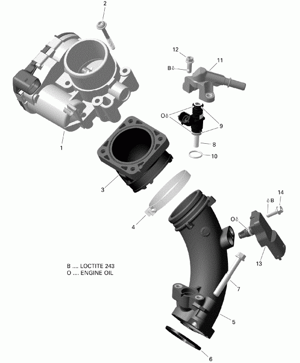   001 - Outlander 450 EFI - T3, 2019 - Air Intake Manifold And Throttle Body T3