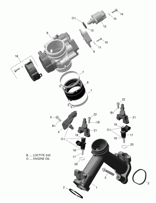    001 - Outlander 650 EFI - North America, 2019 - Air Intake Manifold And Throttle Body Version 1