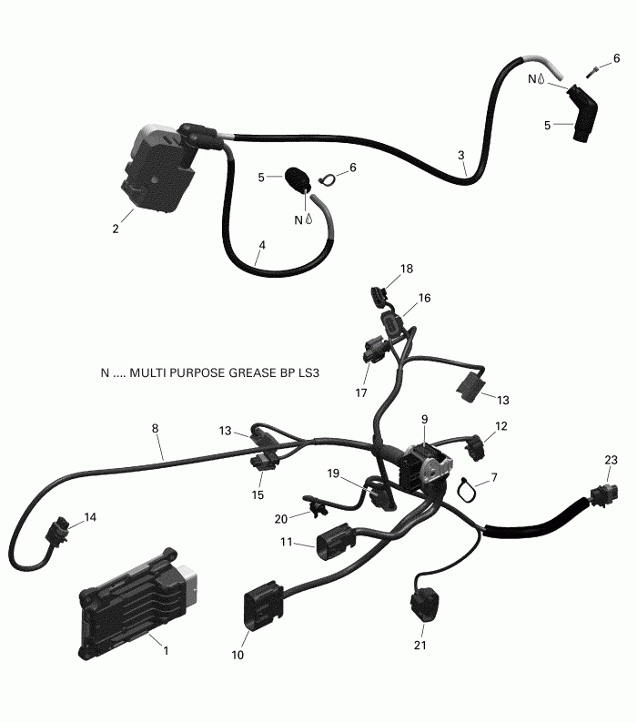  BRP  001 - Outlander 650 EFI - North America, 2019 - Engine Harness And Electronic Module V3 North Edition