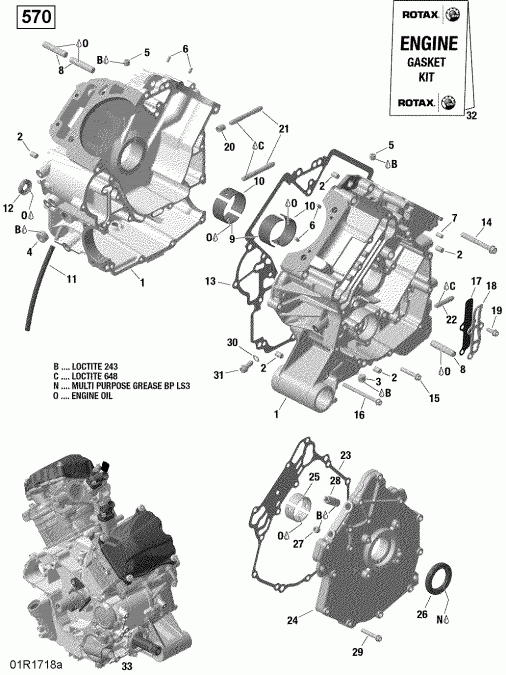 ATV BRP 001 - Renegade 570 EFI - International, 2019  - Crankcase 570 Efi