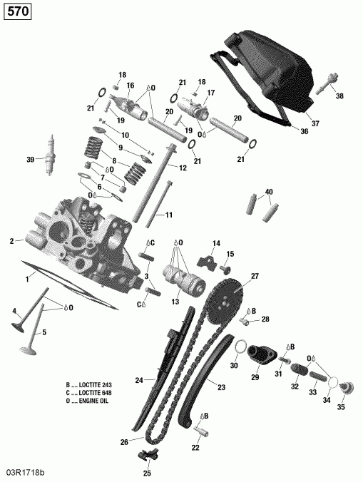  BRP 001 - Renegade 570 EFI - International, 2019  - Cylinder Head, Rear 570 Efi